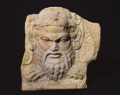 Antefix Depicting the Head of a Man, from the Temple of Sassi Caduti in Falerii by Roman